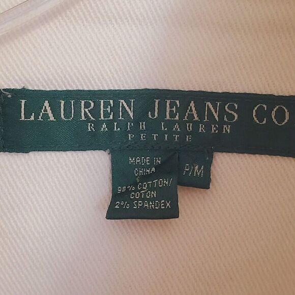 Lauren Ralph Lauren Jacket Petite Medium Womens White Denim Embossed Button READ - Picture 8 of 15